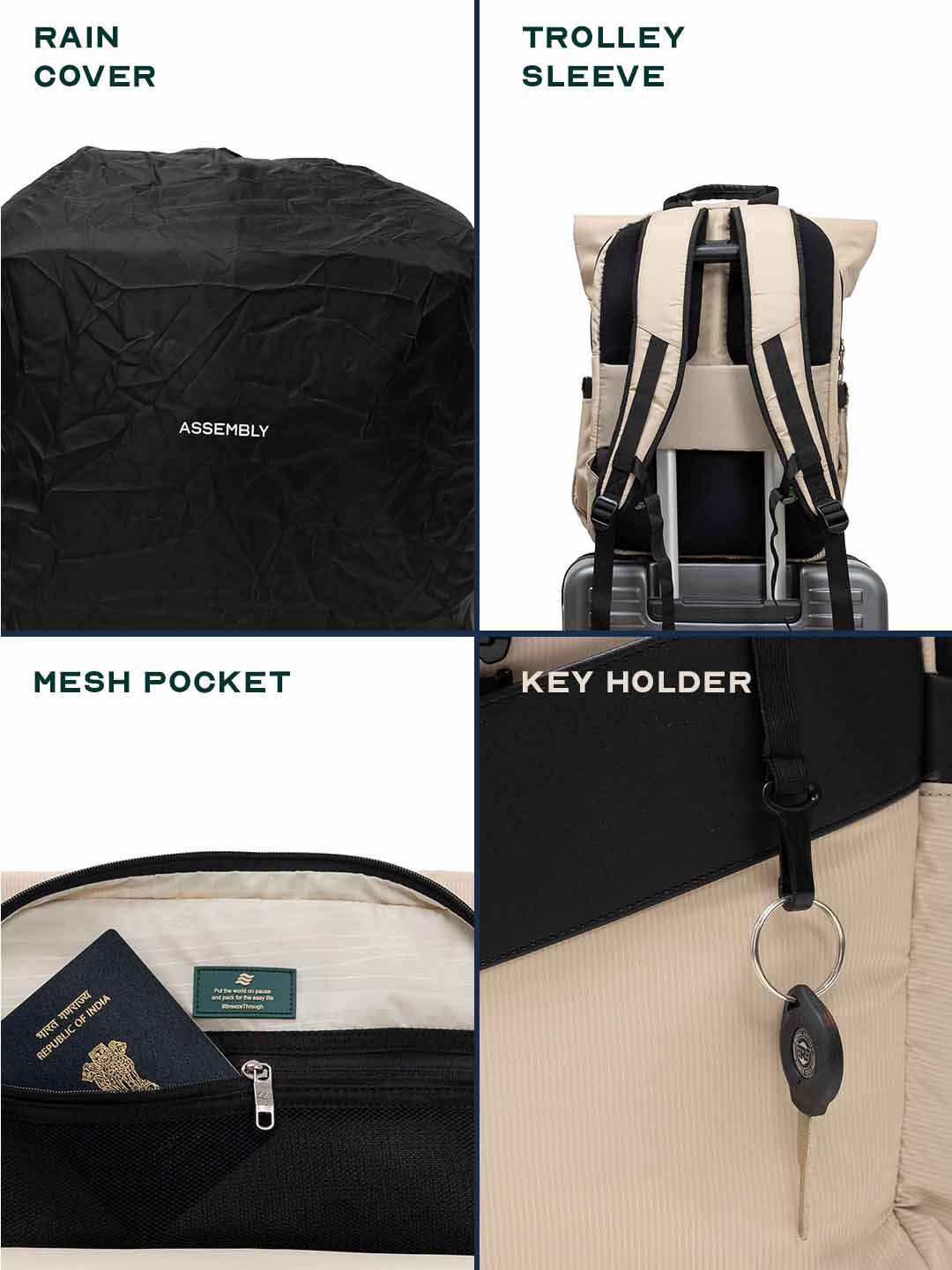 Oblique Laptop Backpack | Beige | 15.6" Travel & Work Pack