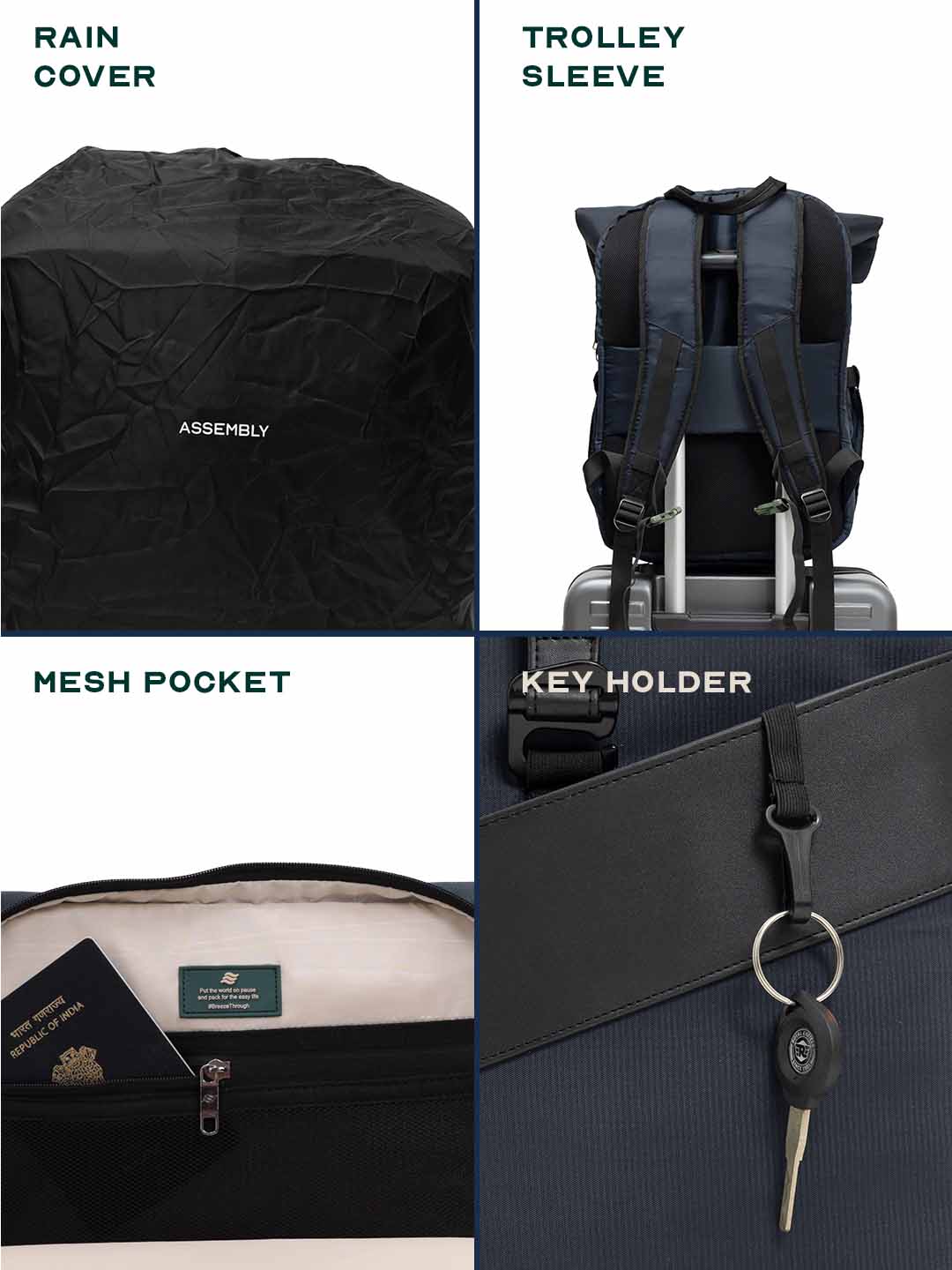 Oblique Laptop Backpack | Navy Blue | 15.6" Travel & Work Pack