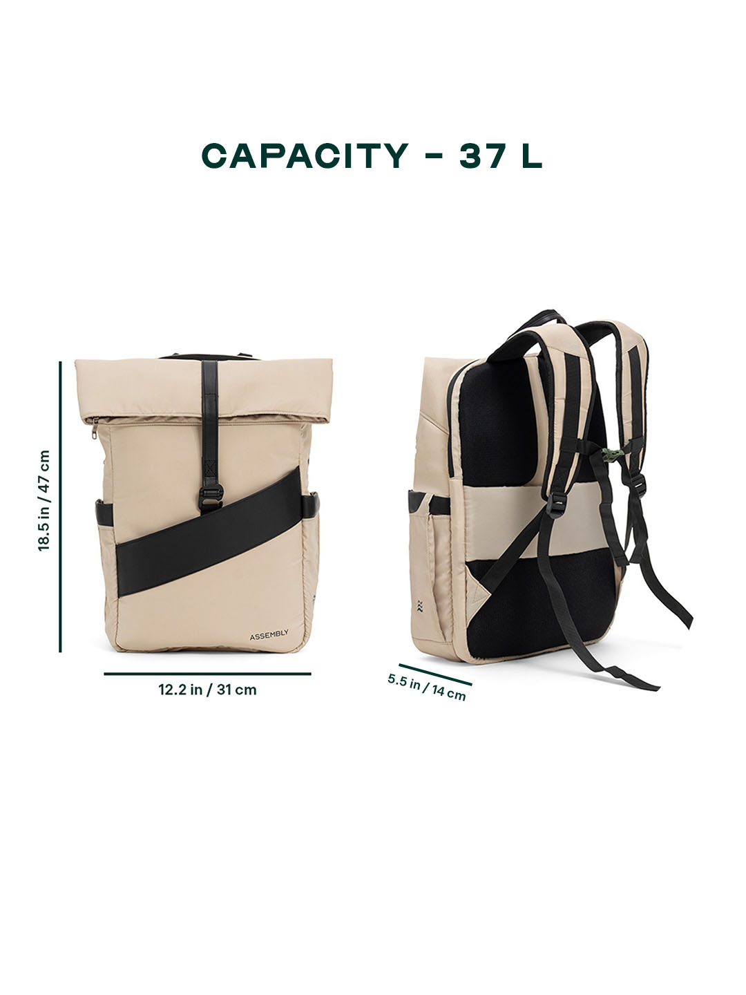 Oblique Laptop Backpack | Beige | 15.6" Travel & Work Pack