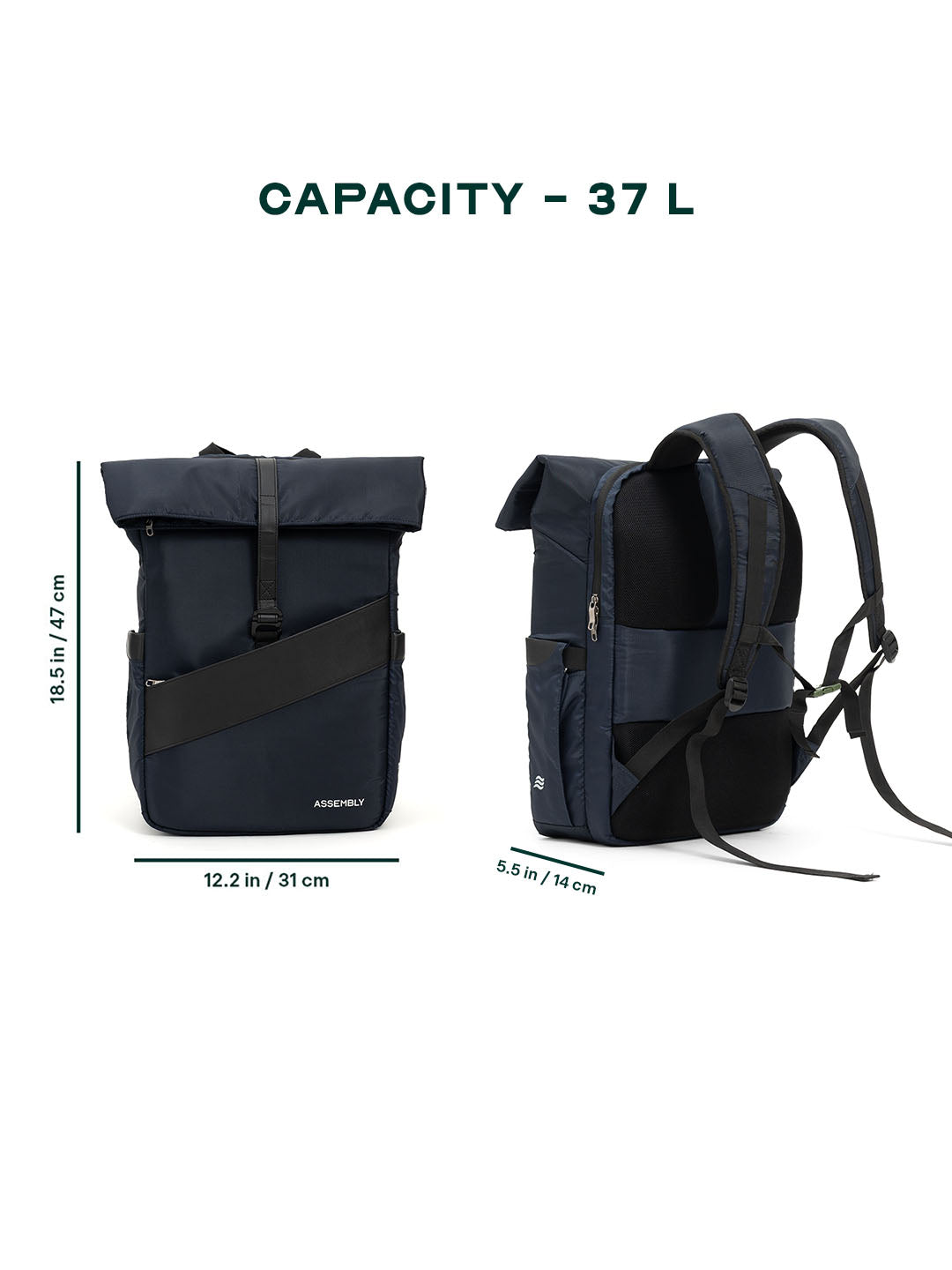 Oblique Laptop Backpack | Navy Blue | 15.6" Travel & Work Pack