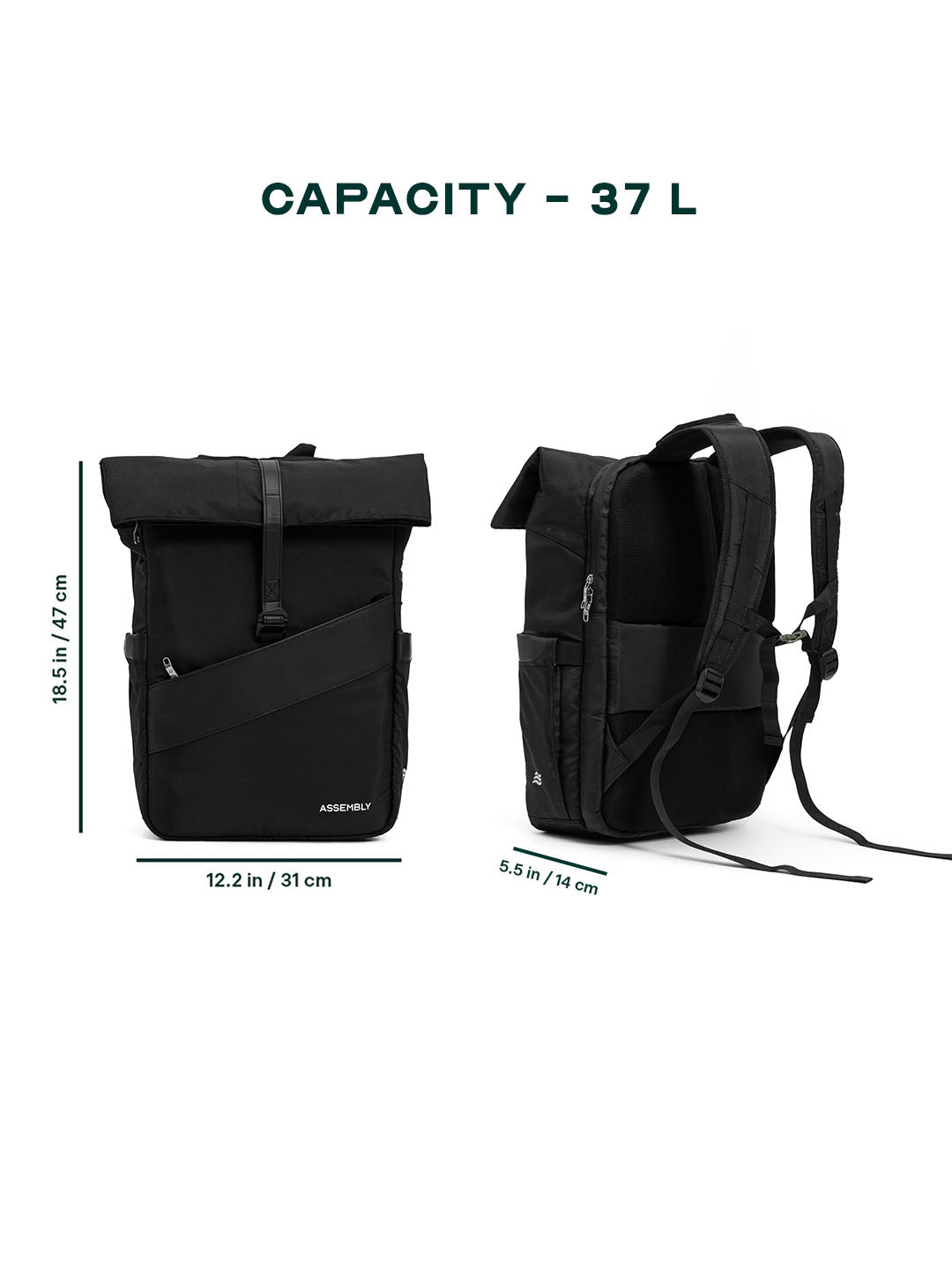 Oblique Laptop Backpack | Black | 15.6" Travel & Work Pack
