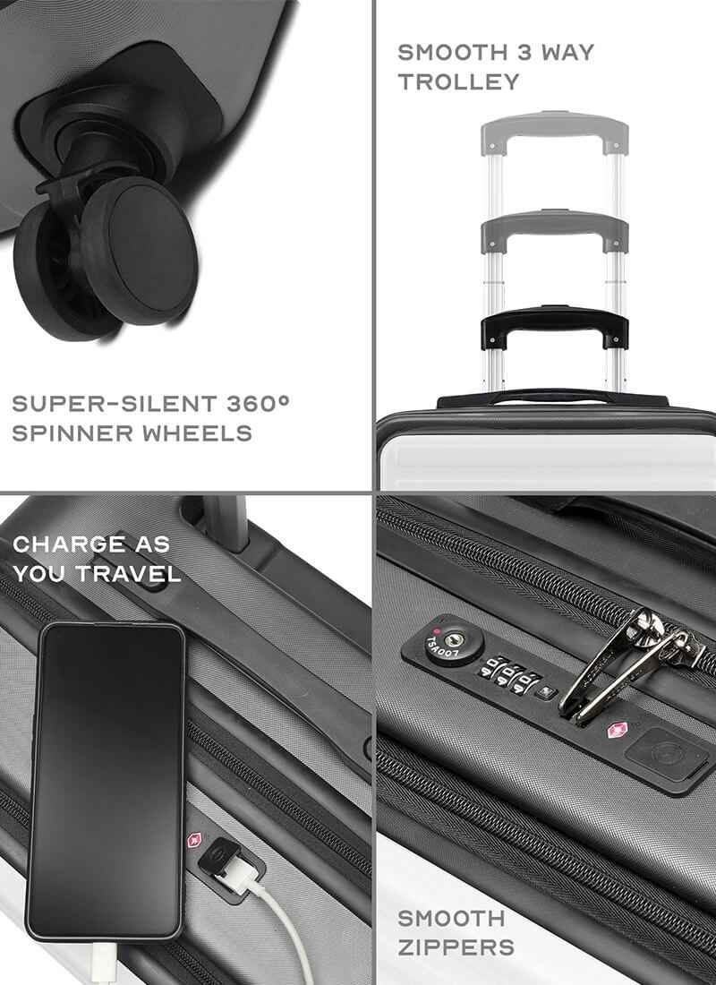 StarkPro Combo | Grey/White | CabinPro+Medium Hard Luggage