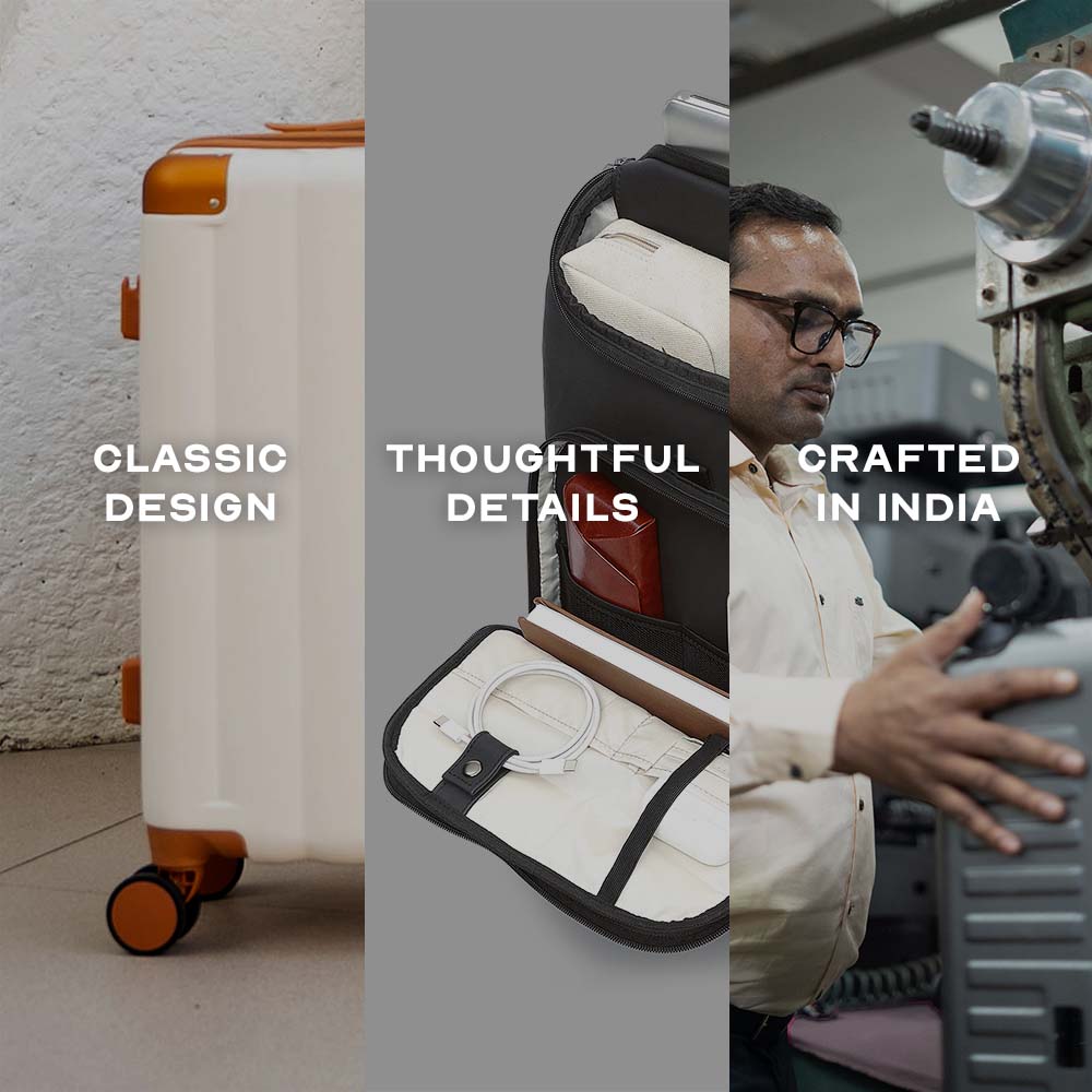 Two Tone Combo | Ivory-Grey | Set of 3 Luggage