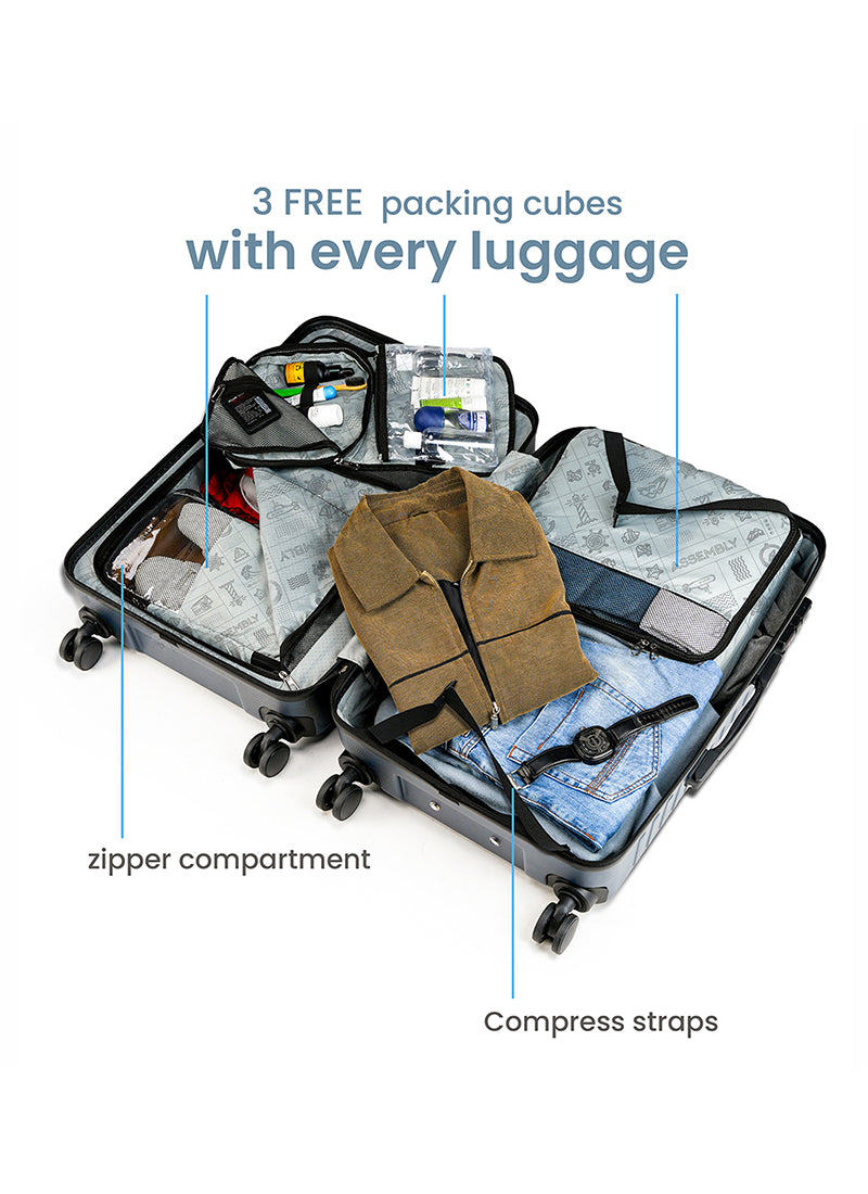 Stark+Edge Combo | Grey | Cabin Hard Luggage with Backpack