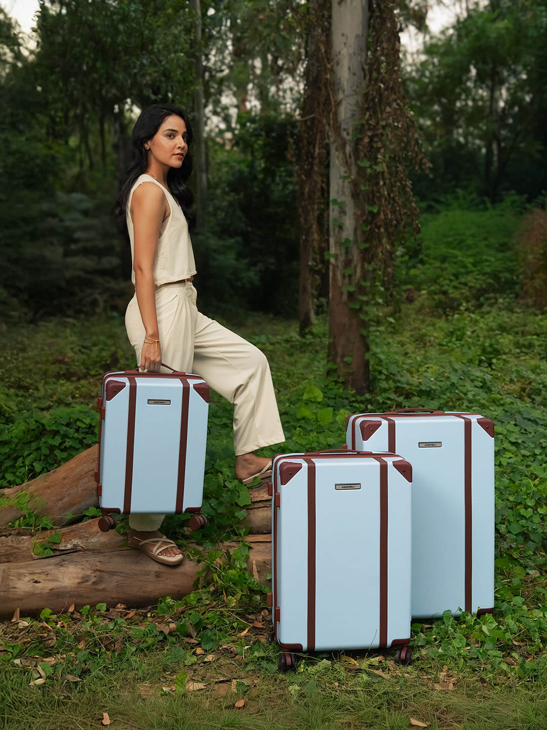 Vintage Combo | Cadet Blue | Set of 3 Hard Luggage