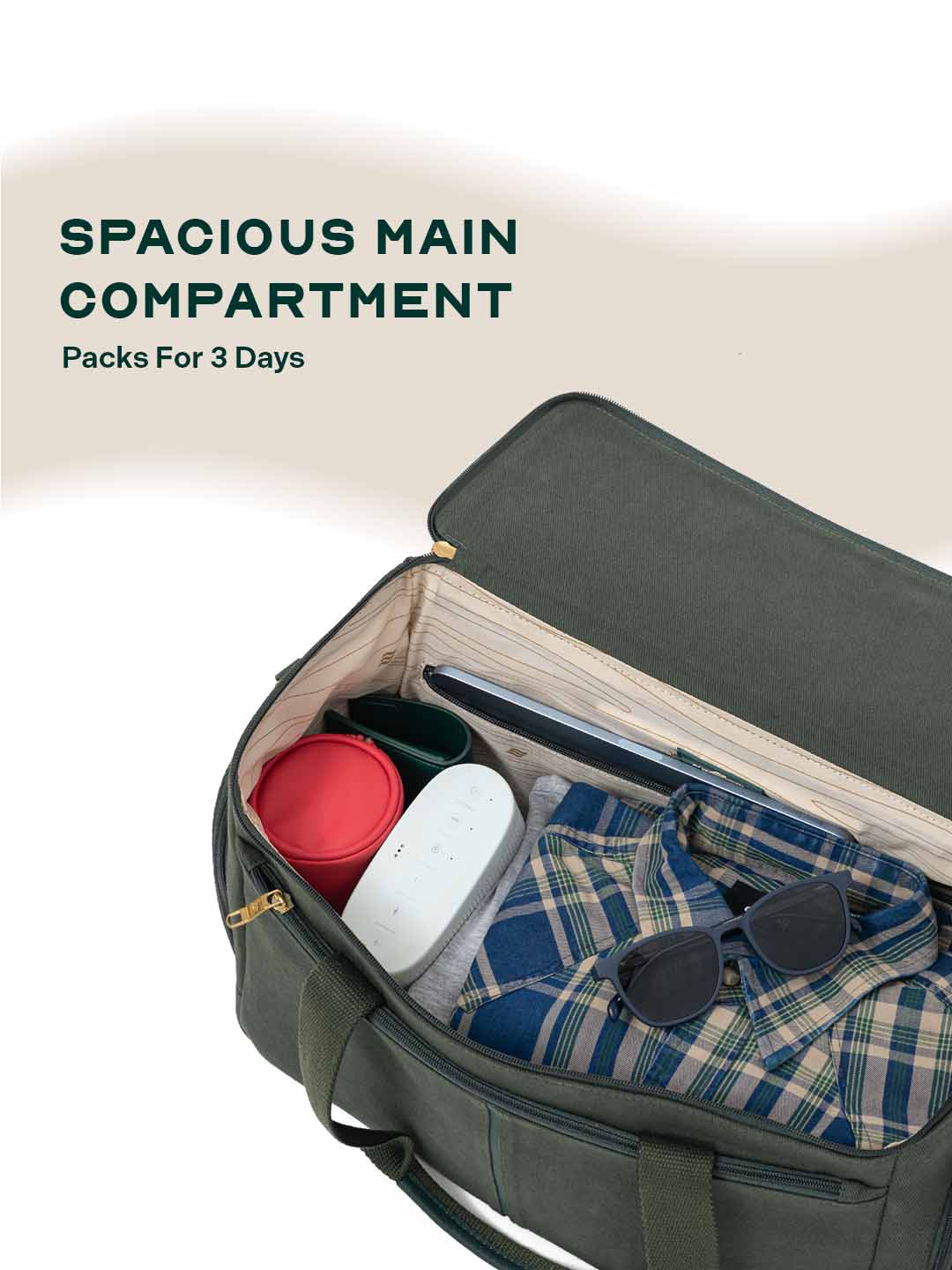Iris Duffle | Green | 25L Travel & Work Bag with Detachable Straps