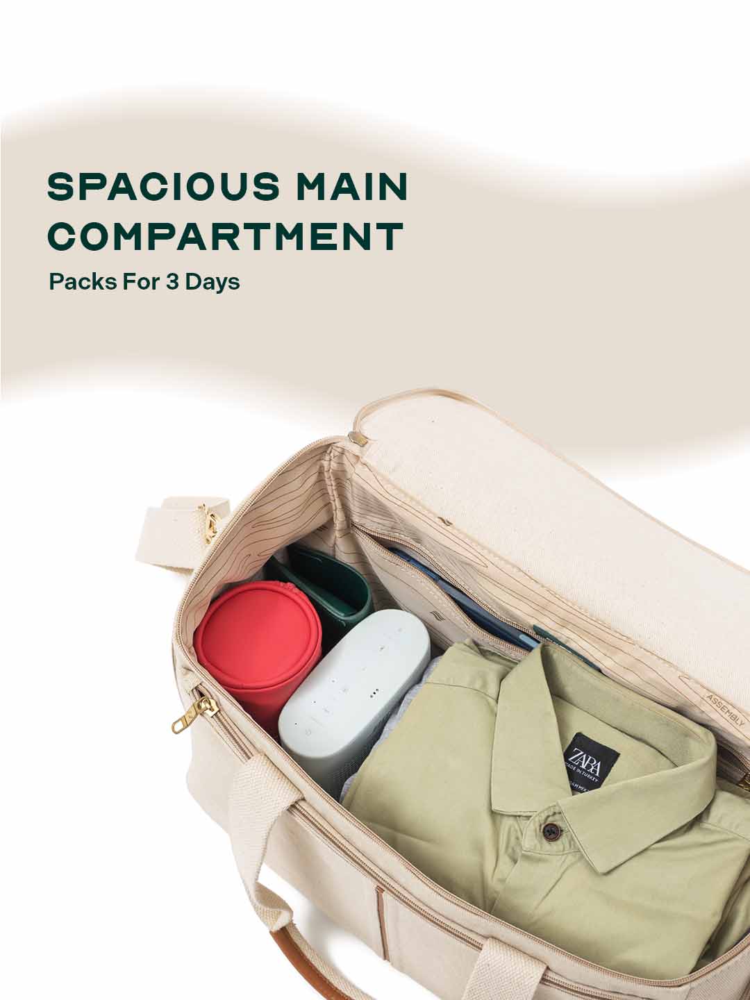 Iris Duffle | Beige | 25L Travel & Work Bag with Detachable Straps