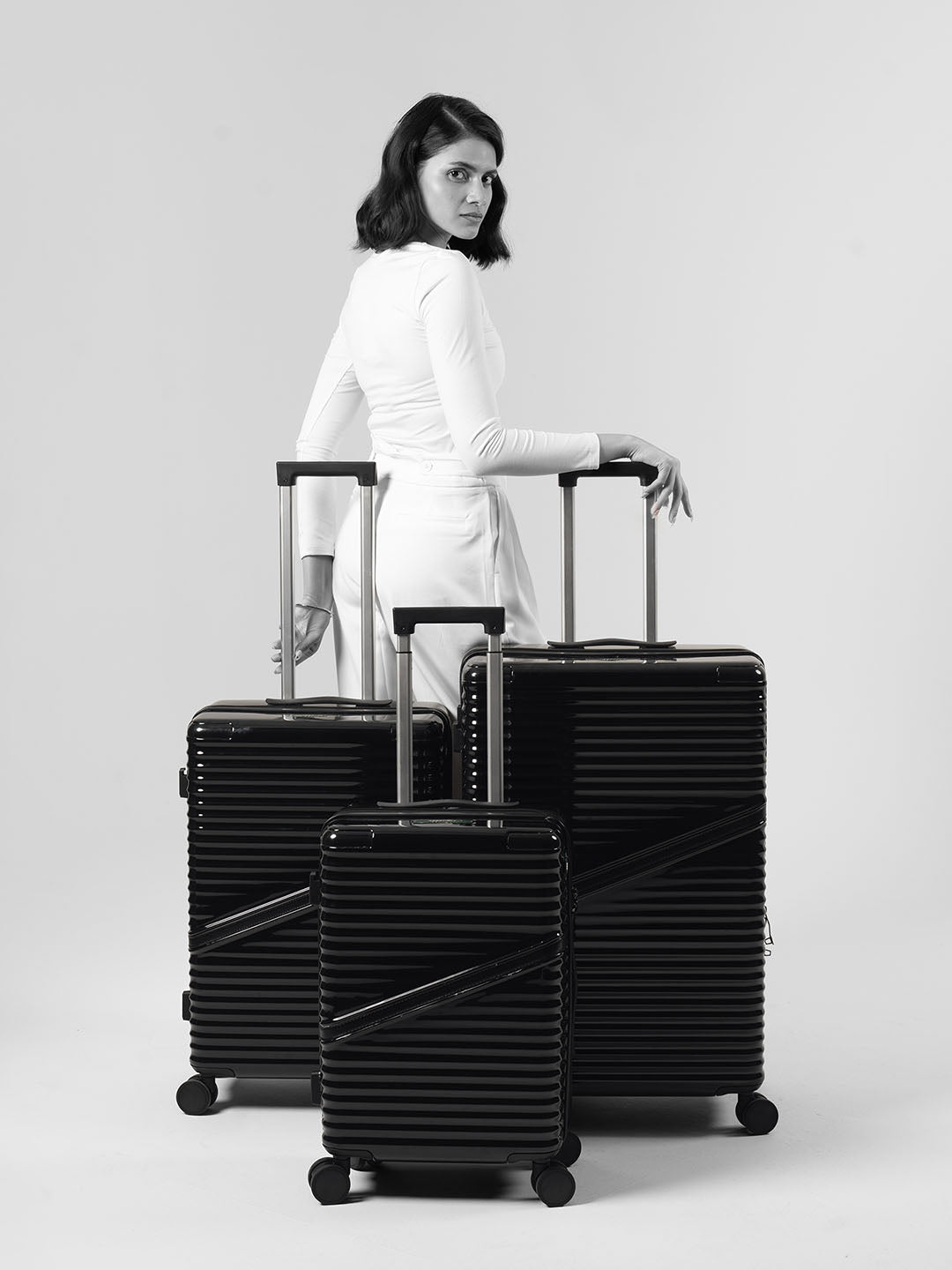 Oblique Combo | Black | Set of 3 Hard Luggage