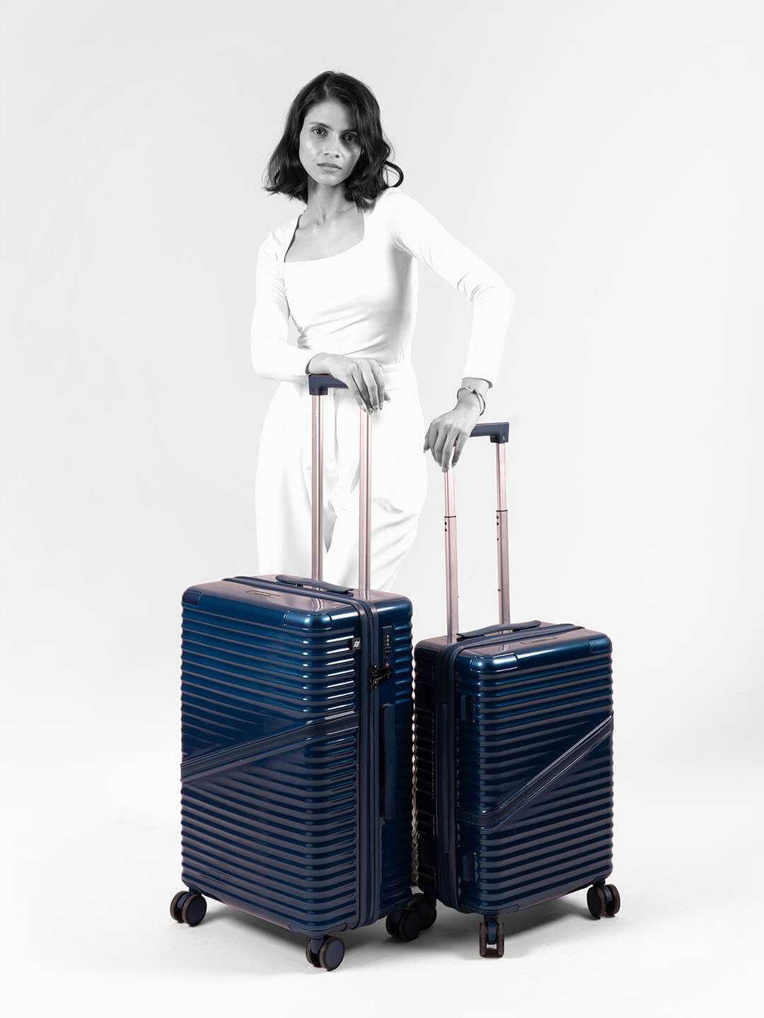 Oblique Combo | Blue | Cabin+Medium Hard Luggage