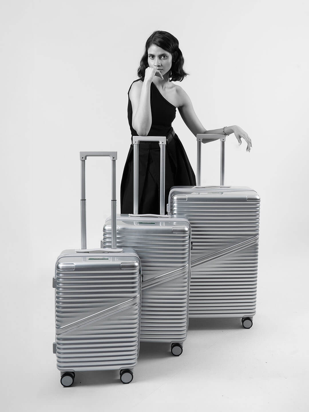 Oblique Combo | Silver | Set of 3 Hard Luggage