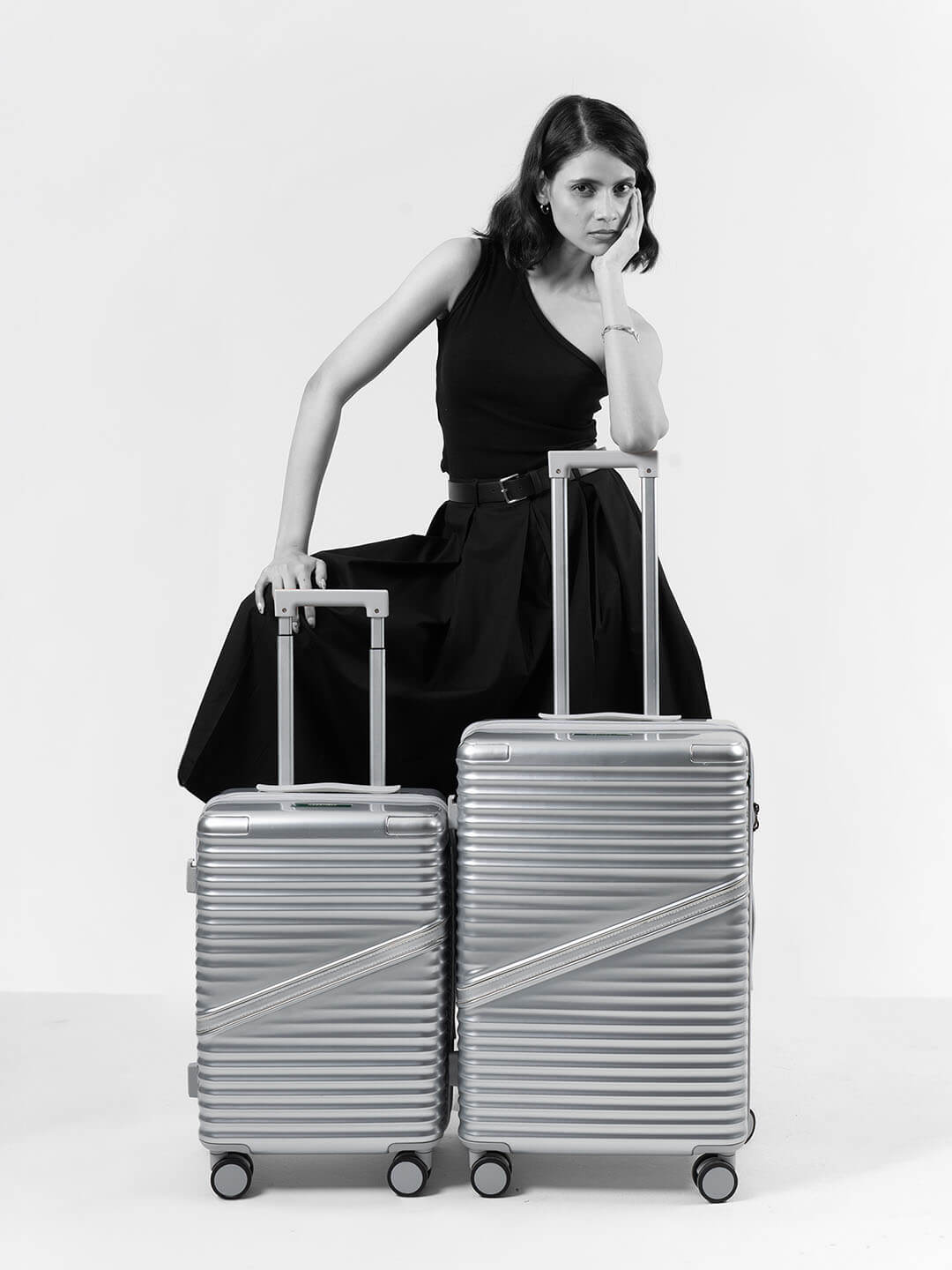 Oblique Combo | Silver | Cabin+Medium Hard Luggage