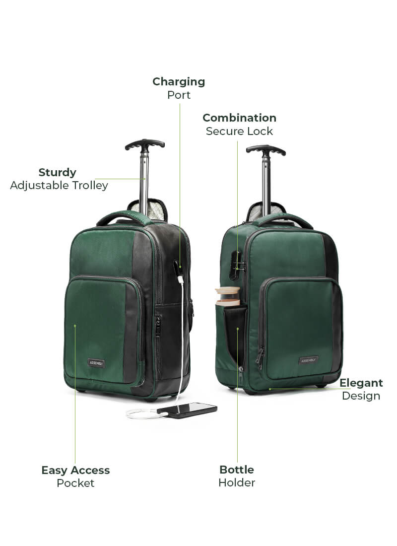 Seamless Journey Combo | Green | Jetson Trolley Backpack+Verve Duffle+TechKit