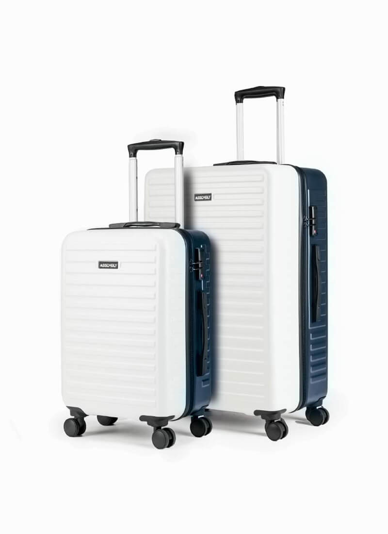 Two Tone Combo | White-Blue | Cabin+Large Hard Luggage