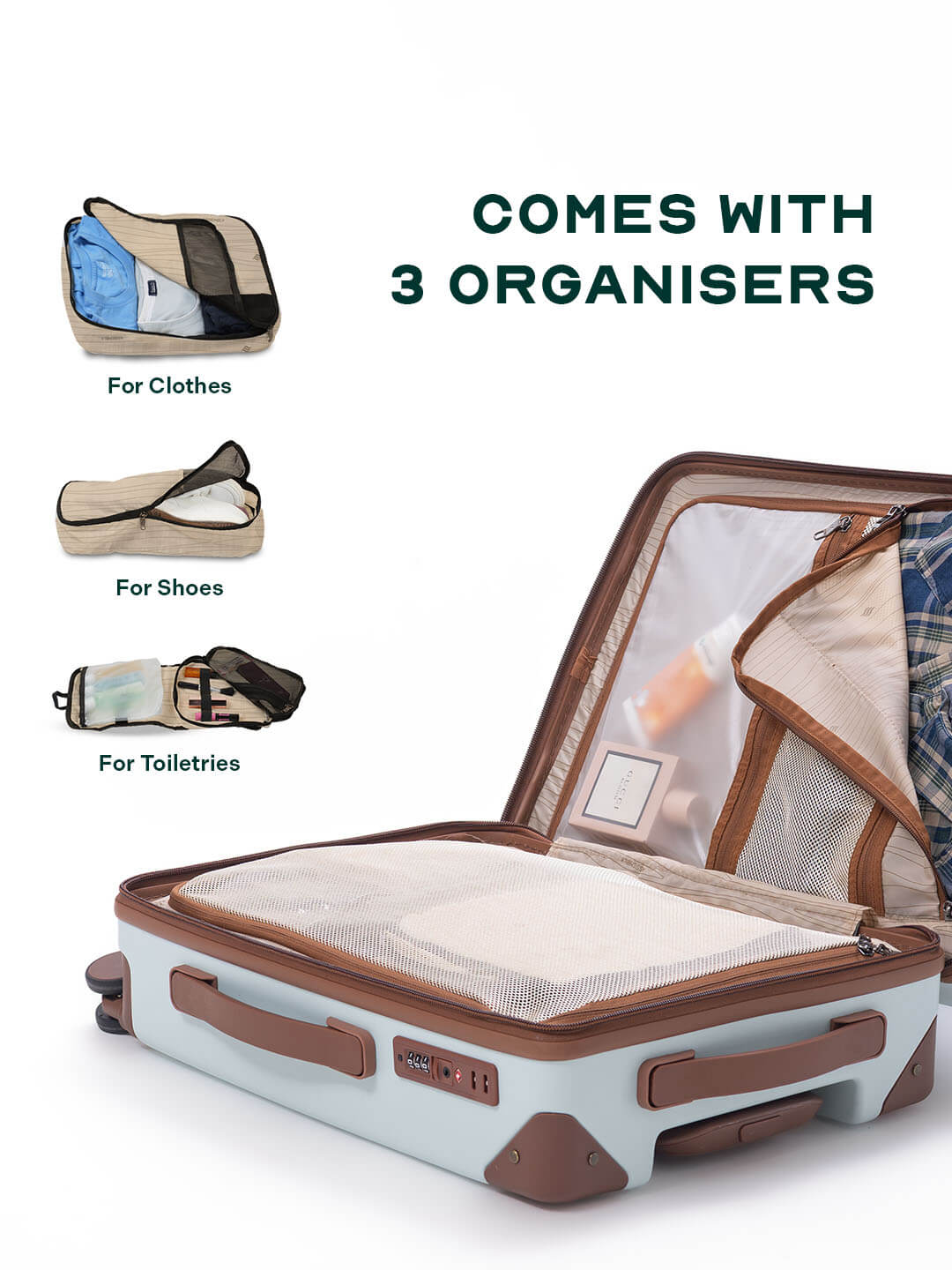 Vintage Combo | Cadet Blue | Set of 3 Hard Luggage