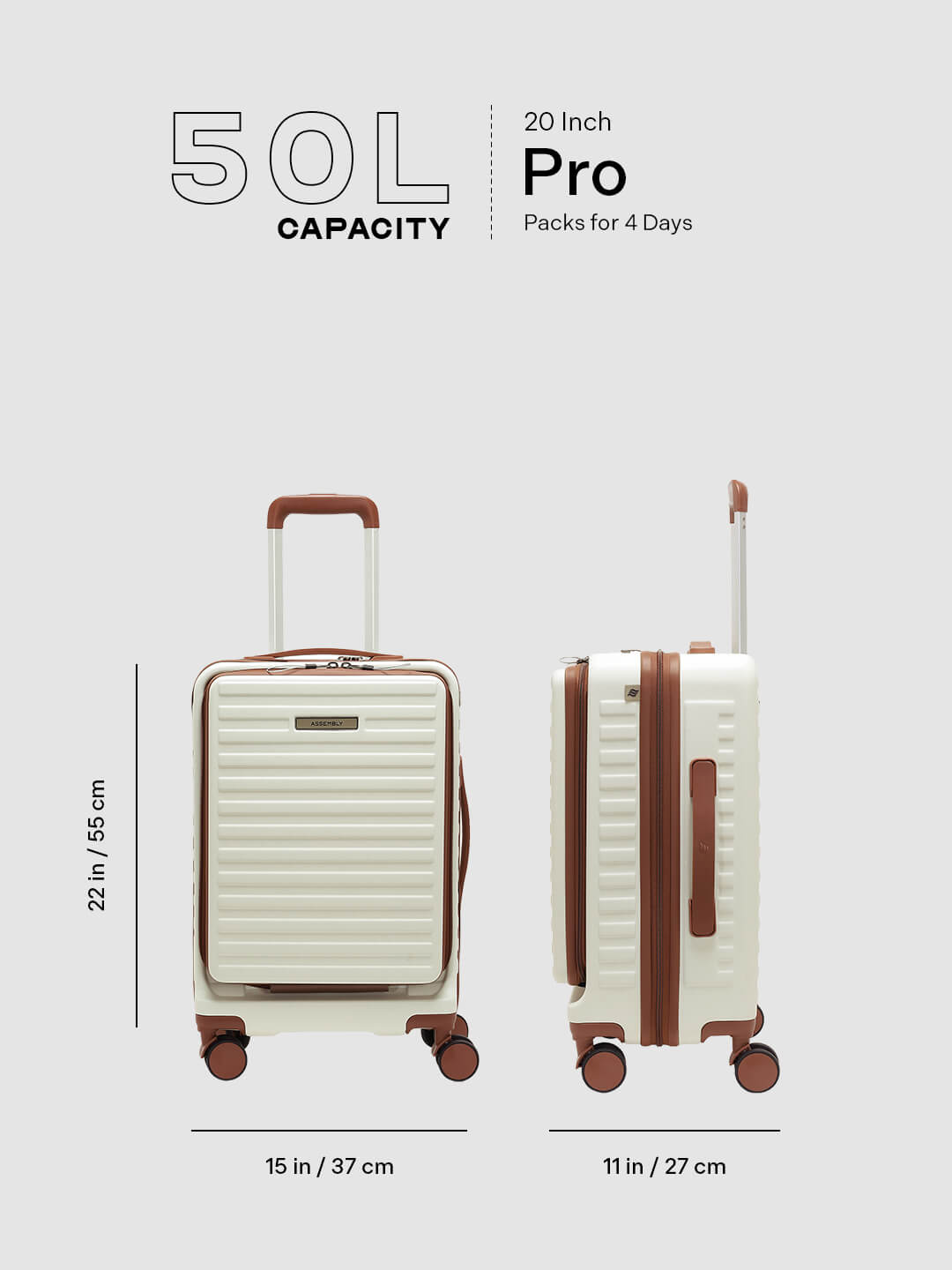 StarkPro | Moon-White | Cabin Hard Luggage
