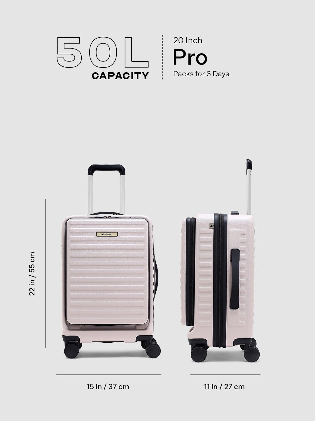StarkPro | Ivory | Cabin Hard Luggage