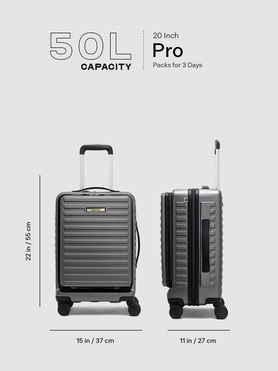StarkPro | Grey | Cabin Hard Luggage