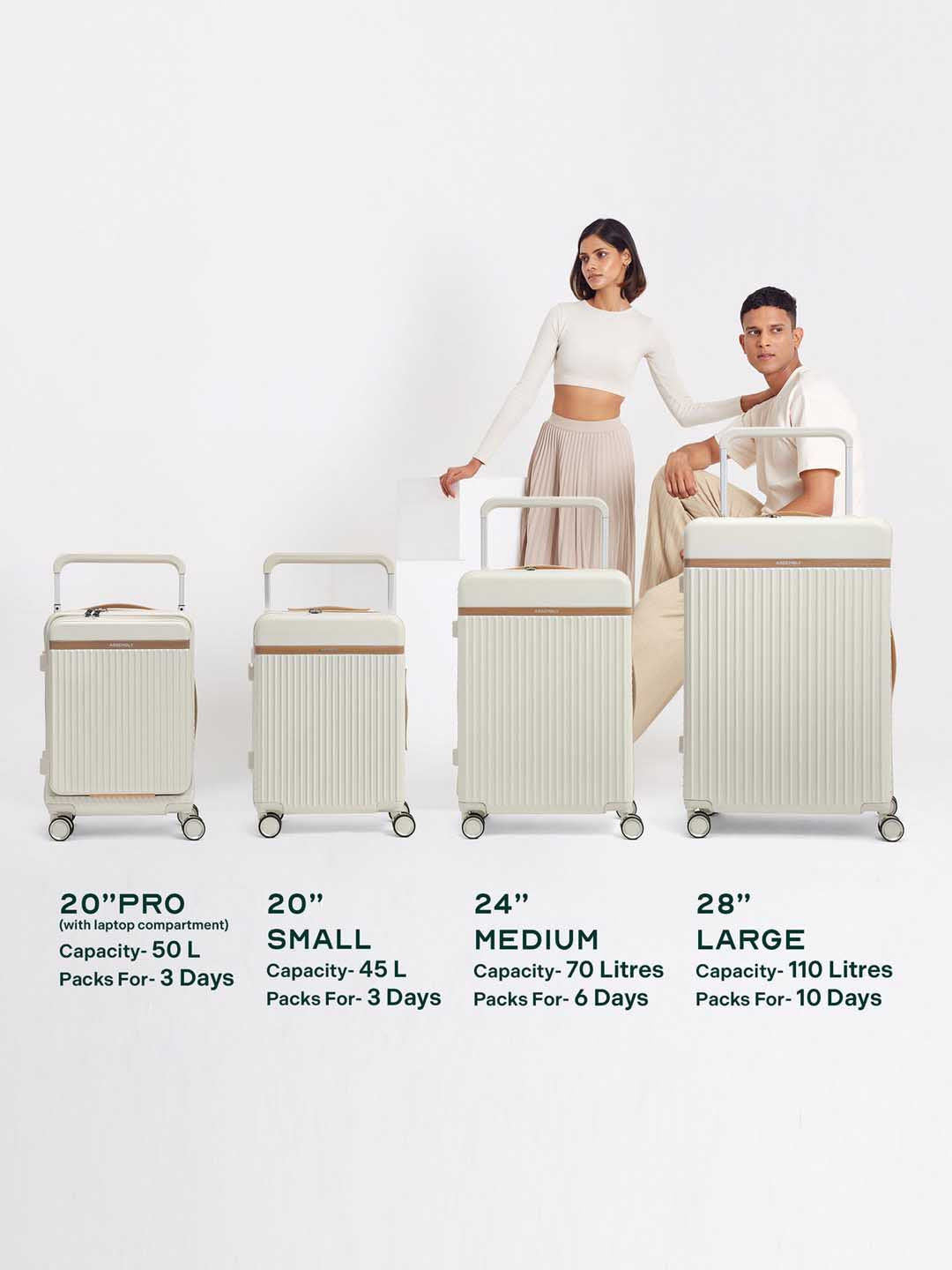 Rover Pro Combo | Moon-White | CabinPro+Medium Hard Luggage