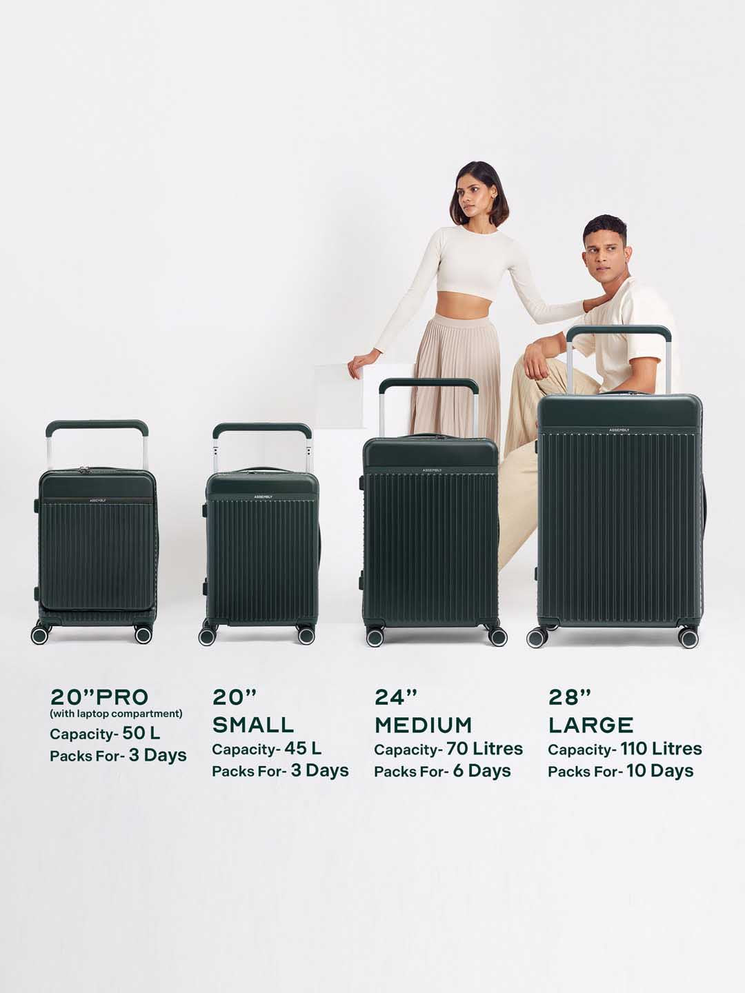 Rover Pro Combo | Green | CabinPro+Medium Hard Luggage