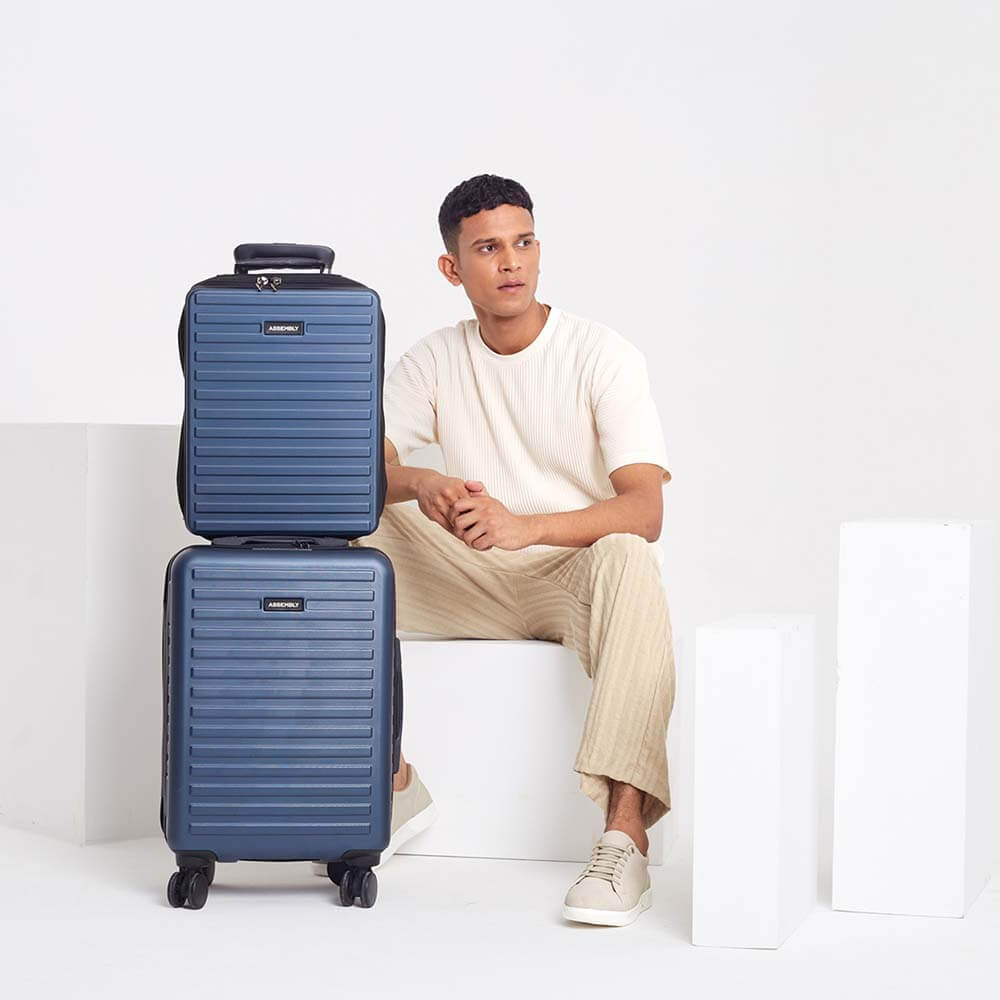 Stark+Edge Combo | Blue | Cabin Hard Luggage with Backpack