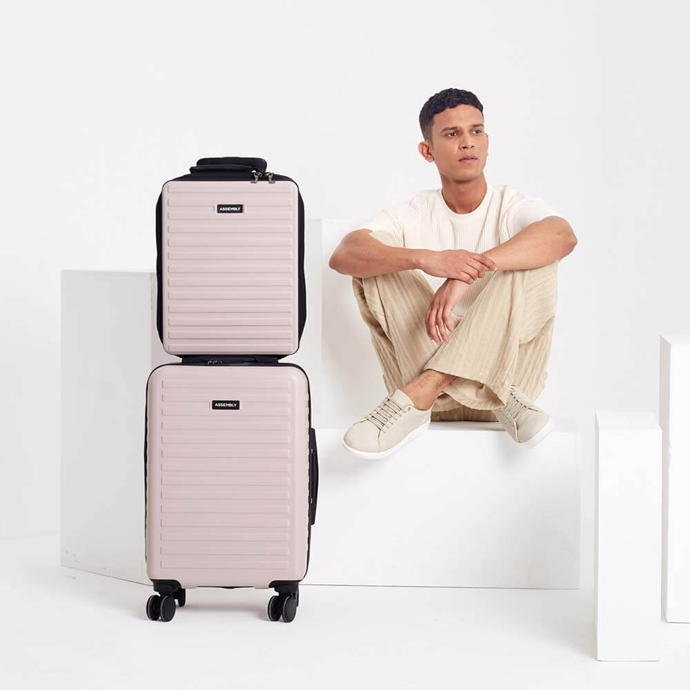 Stark+Edge Combo | Ivory | Cabin Hard Luggage with Backpack