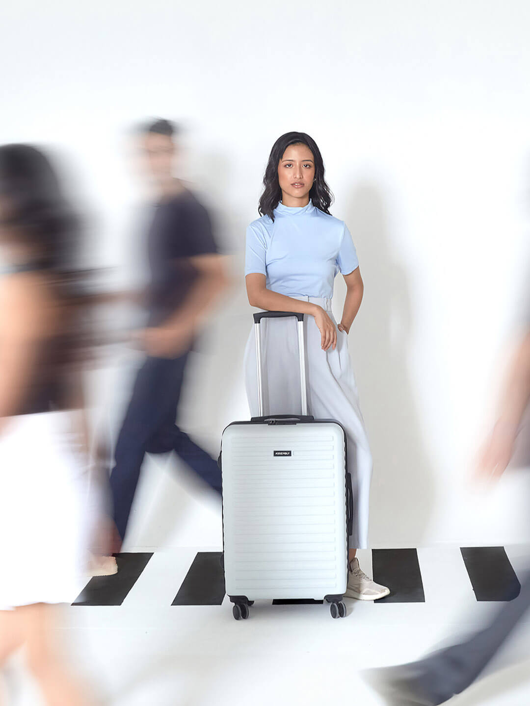 Two Tone | White-Blue | Medium Hard Luggage