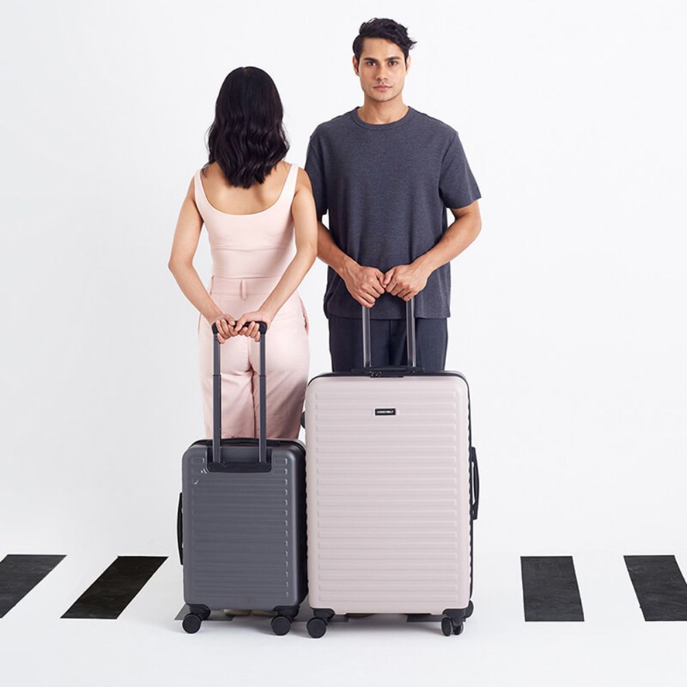 Two Tone Combo | Ivory-Grey | Cabin+Large Hard Luggage