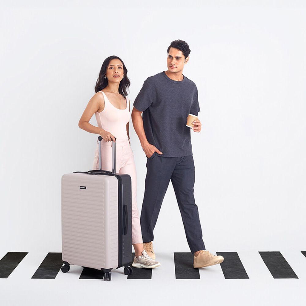 Two Tone | Ivory-Grey | Large Hard Luggage