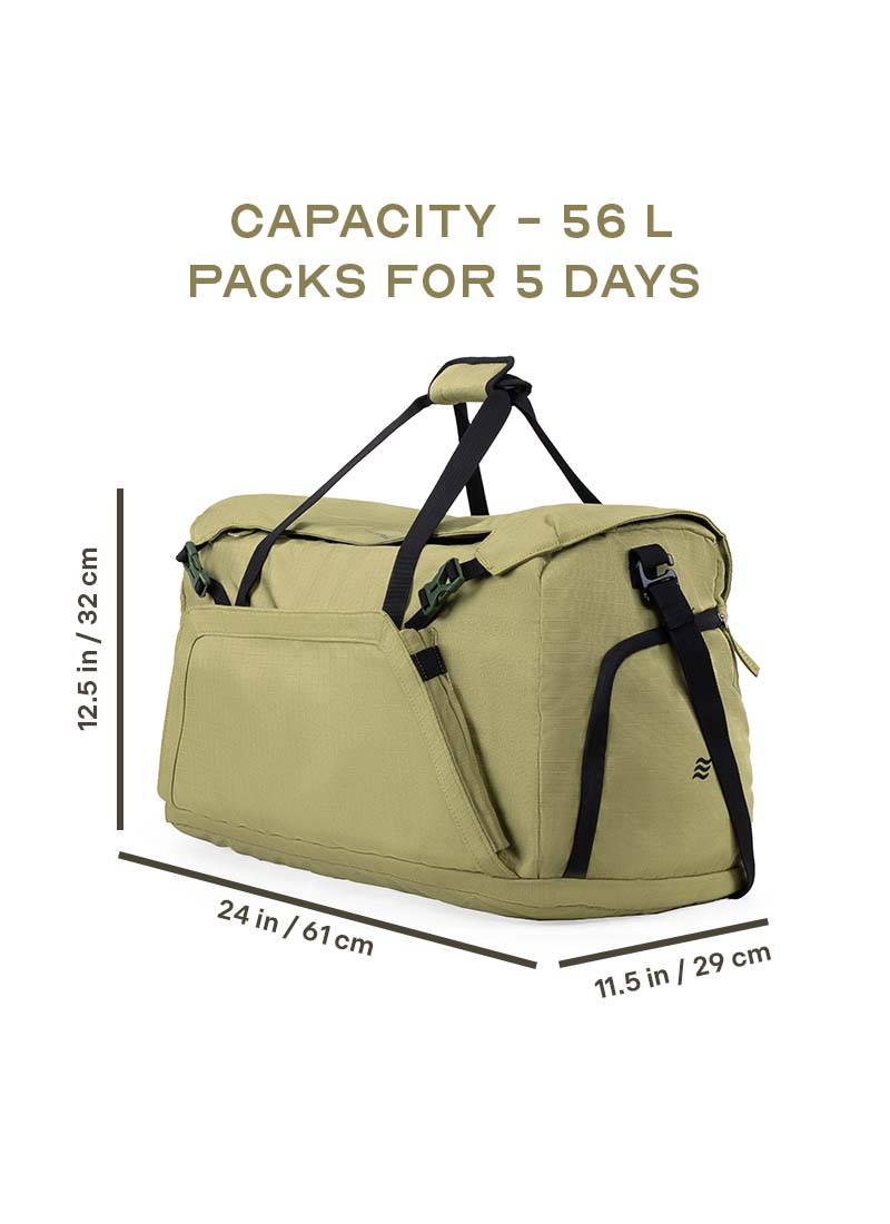 Scape Duffle | Green | Duffle Bag For Trekking Or Casual Trips