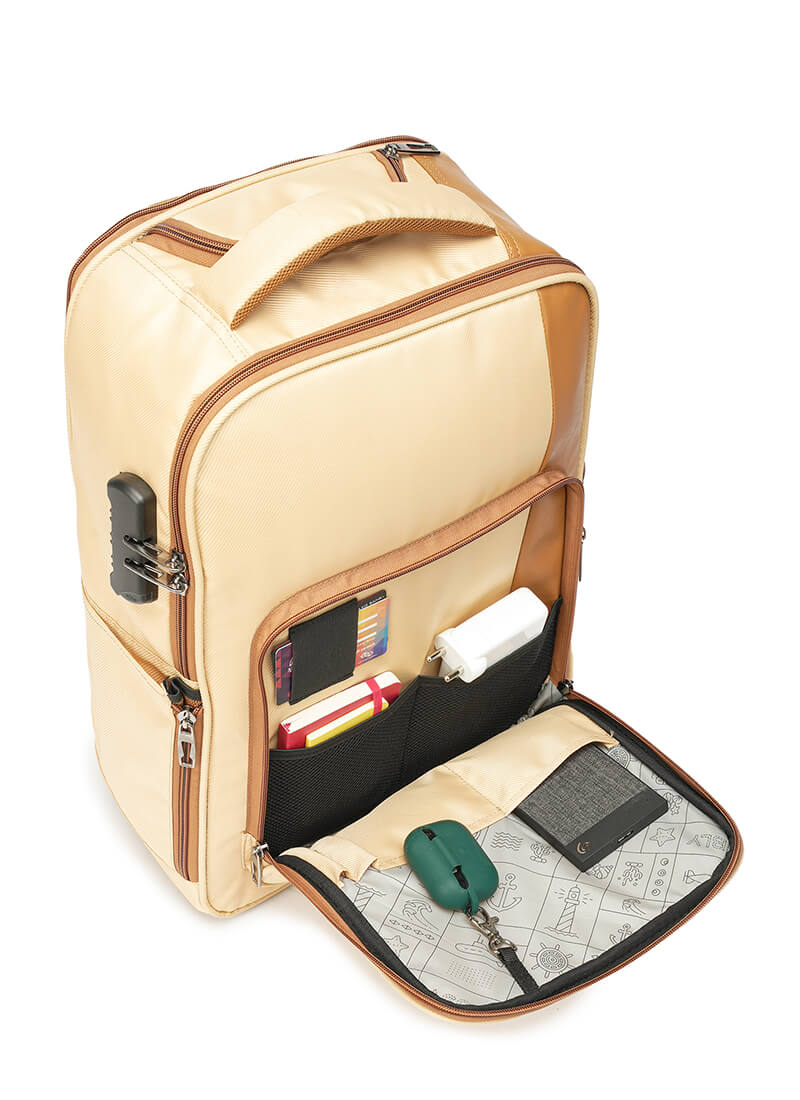 Jetson | Beige | Laptop Trolley Backpack