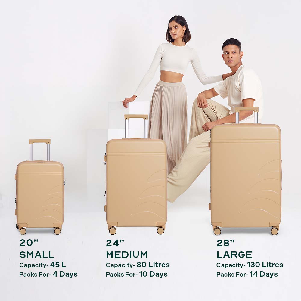 Flowe | Beige | Large Hard Luggage