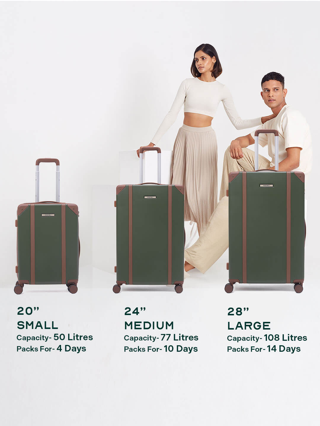 Vintage | Green | Large Hard Luggage