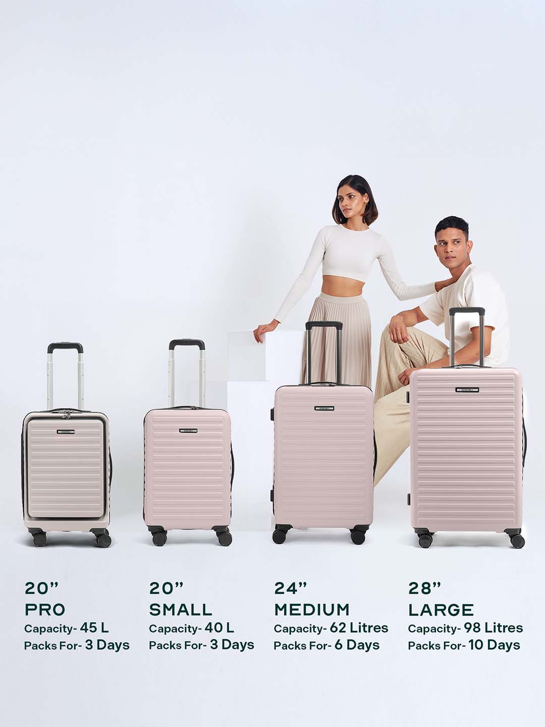 Stark Combo | Ivory | Cabin+Medium Hard Luggage