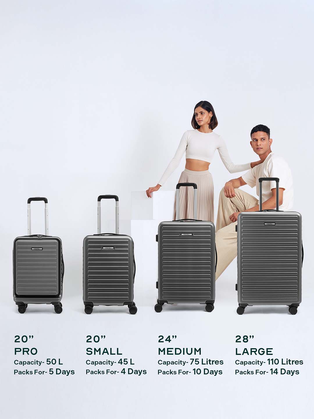 StarkPro | Grey | Cabin Hard Luggage