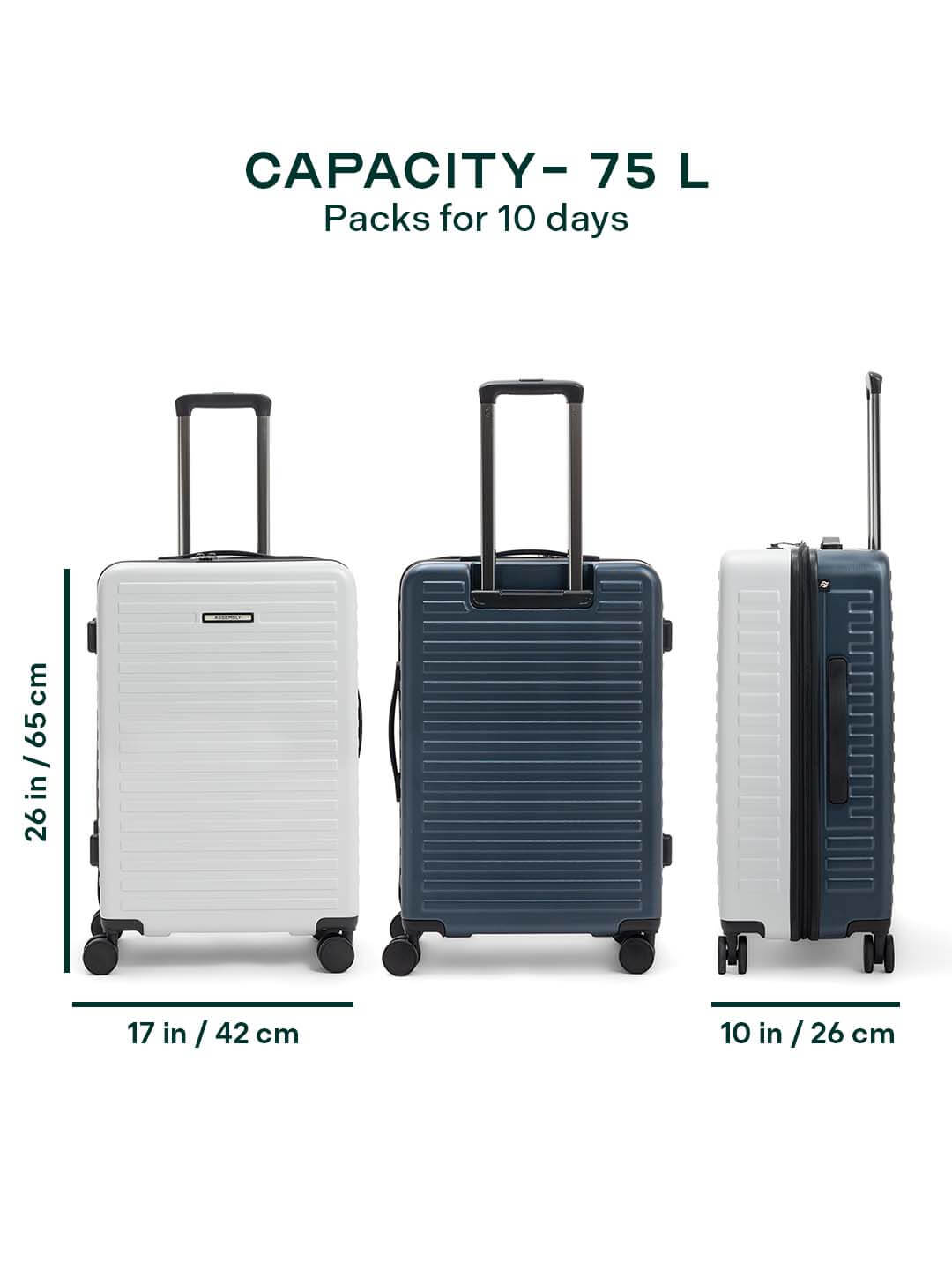 Two Tone | White-Blue | Medium Hard Luggage