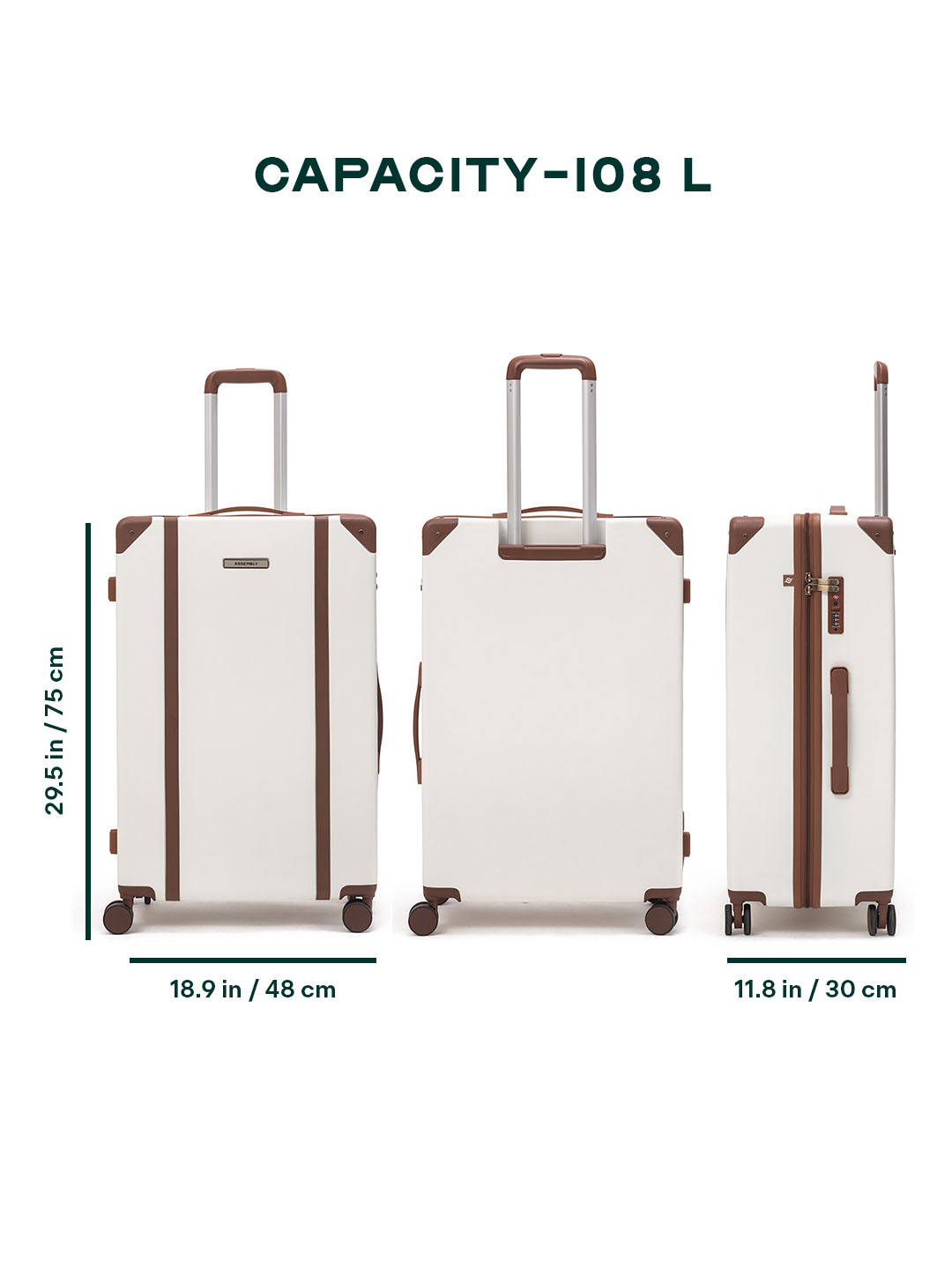 Vintage | Moon-White | Large Hard Luggage