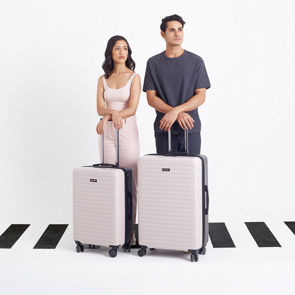 Two Tone Combo | Ivory-Grey | Medium+Large Hard Luggage