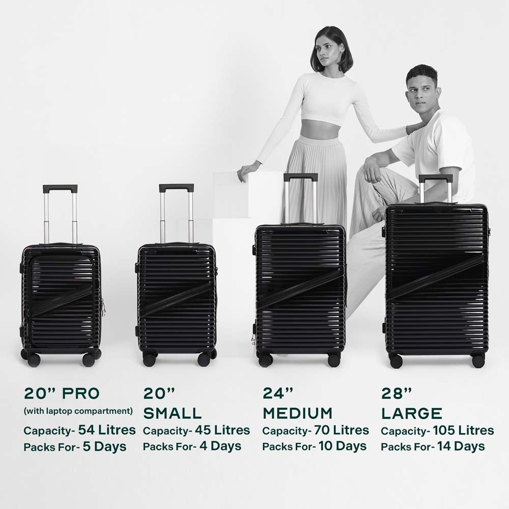 Buy Oblique Pro Combo | Black | Set of 3 Luggage – Set of 3, Cabin + Check In Hard Luggage Online in India | Assembly