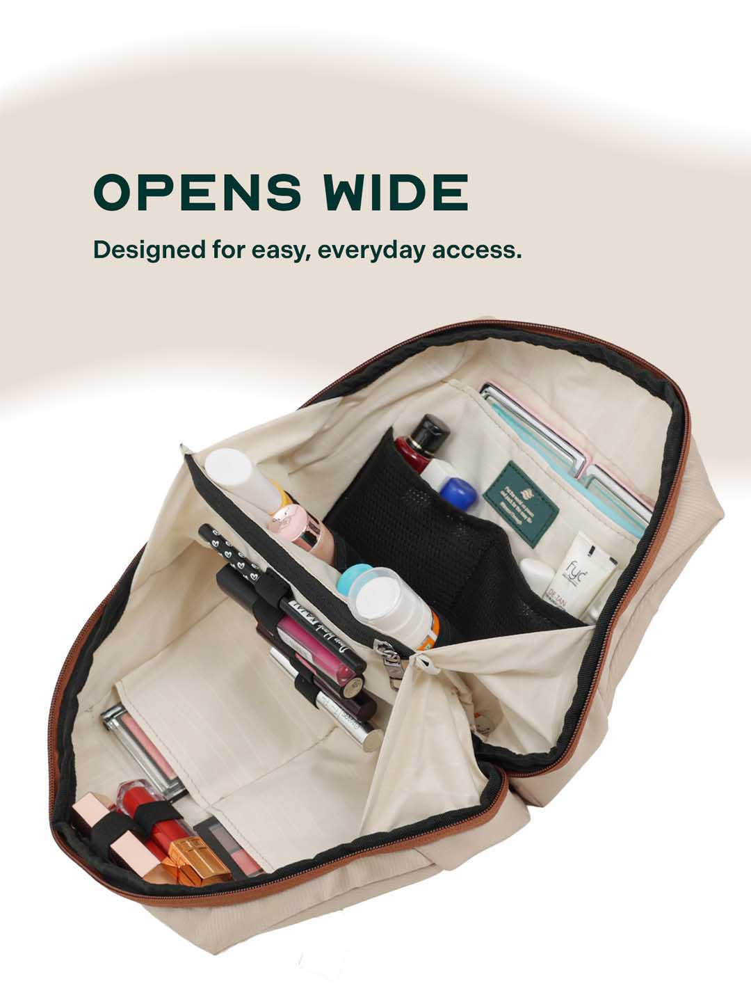 Odyssey Vanity Case | Beige | Compact Travel Organiser For Long Or Short Trips