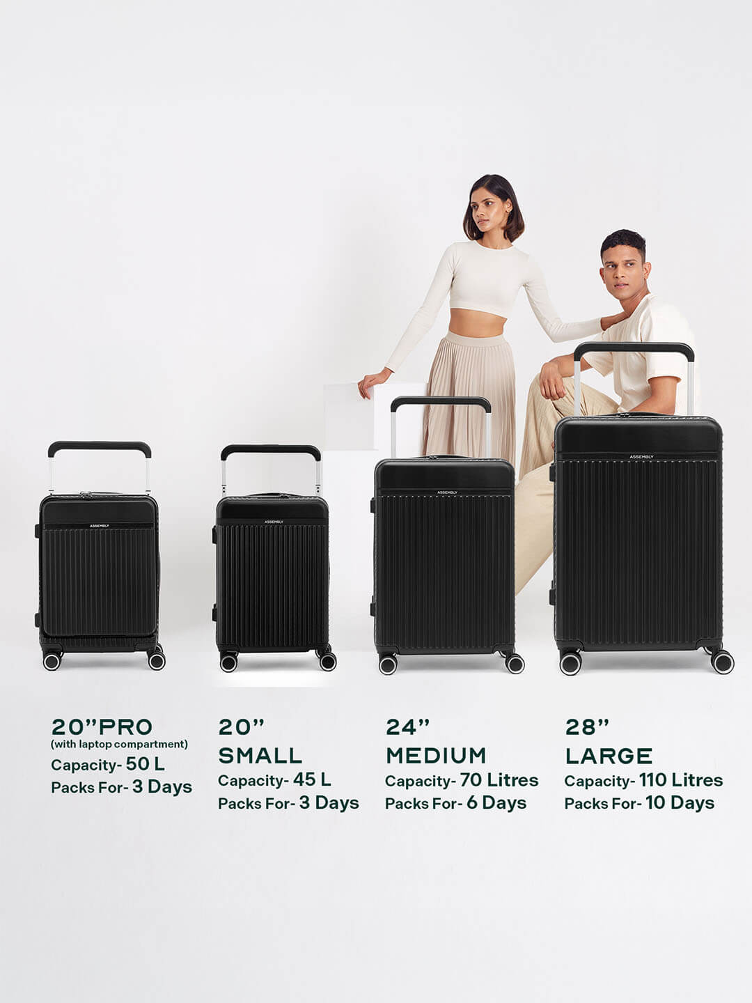 Rover Pro Combo | Black | Set of 3 Luggage