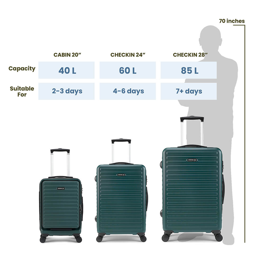 Unisex Stark | Hardside Luggage Combo Set Green - Set of 3