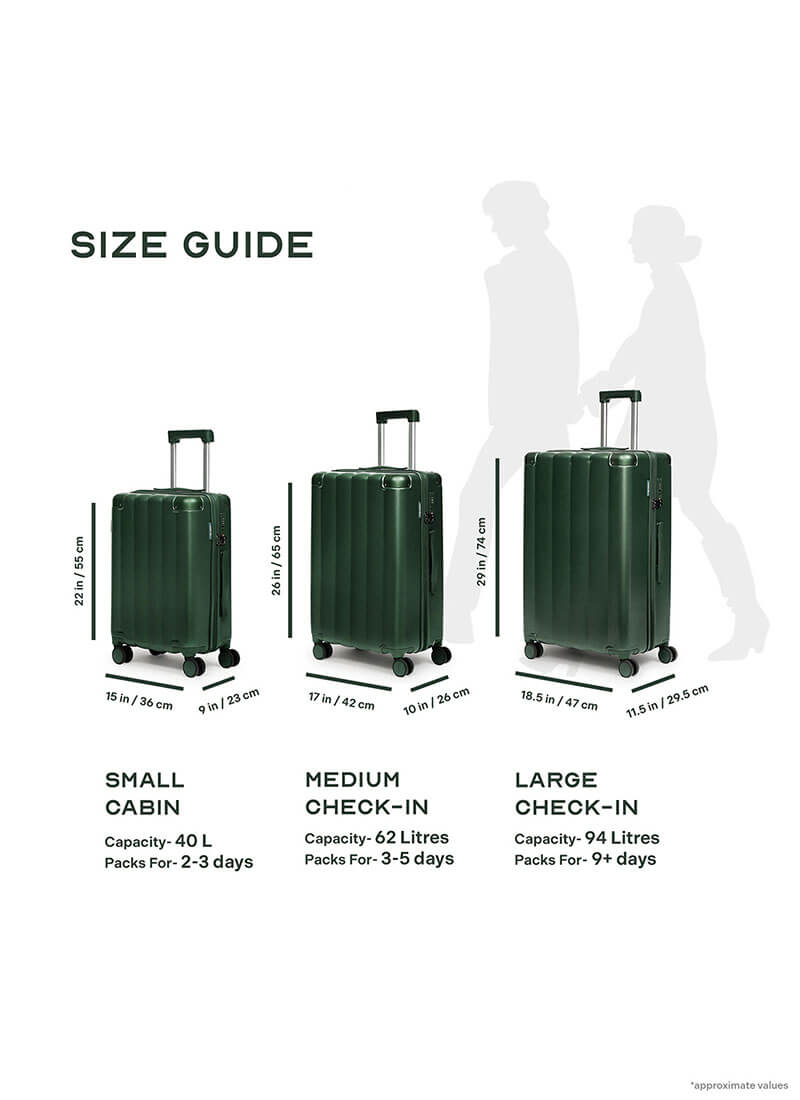 Iris Combo | Green | Cabin+Large Hard Luggage