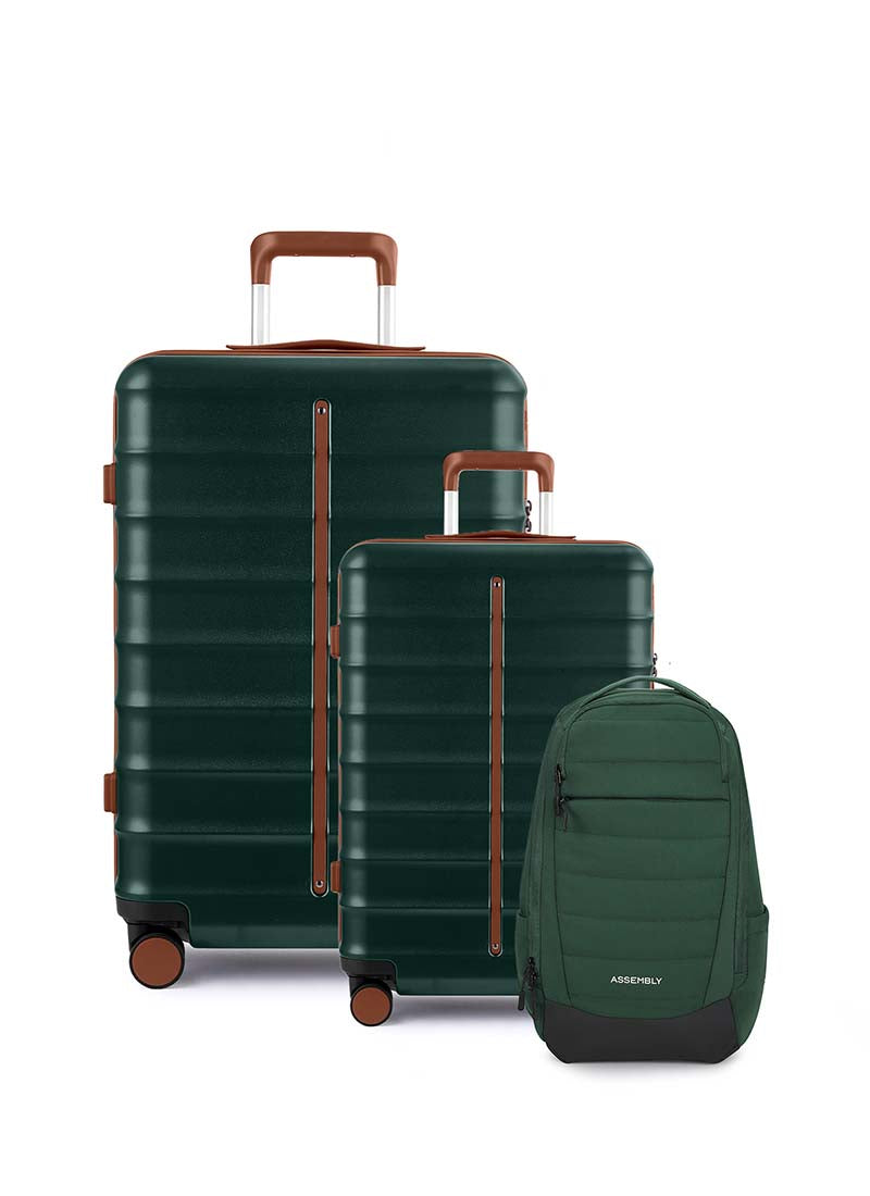 Odyssey Set of 2 & Float Backpack Combo | Forest Green | Cabin+Large Hard Luggage & Backpack