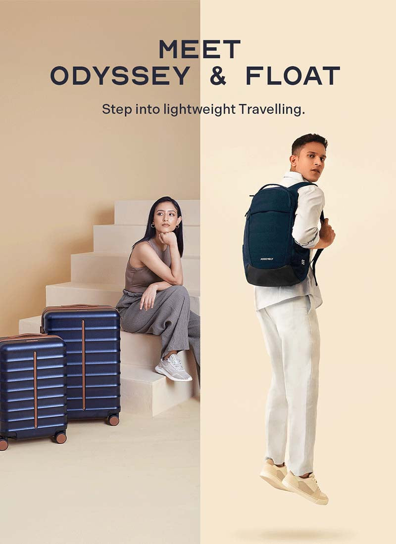 Odyssey Set of 2 & Float Backpack Combo | Ocean Blue | Cabin+Medium Hard Luggage & Backpack