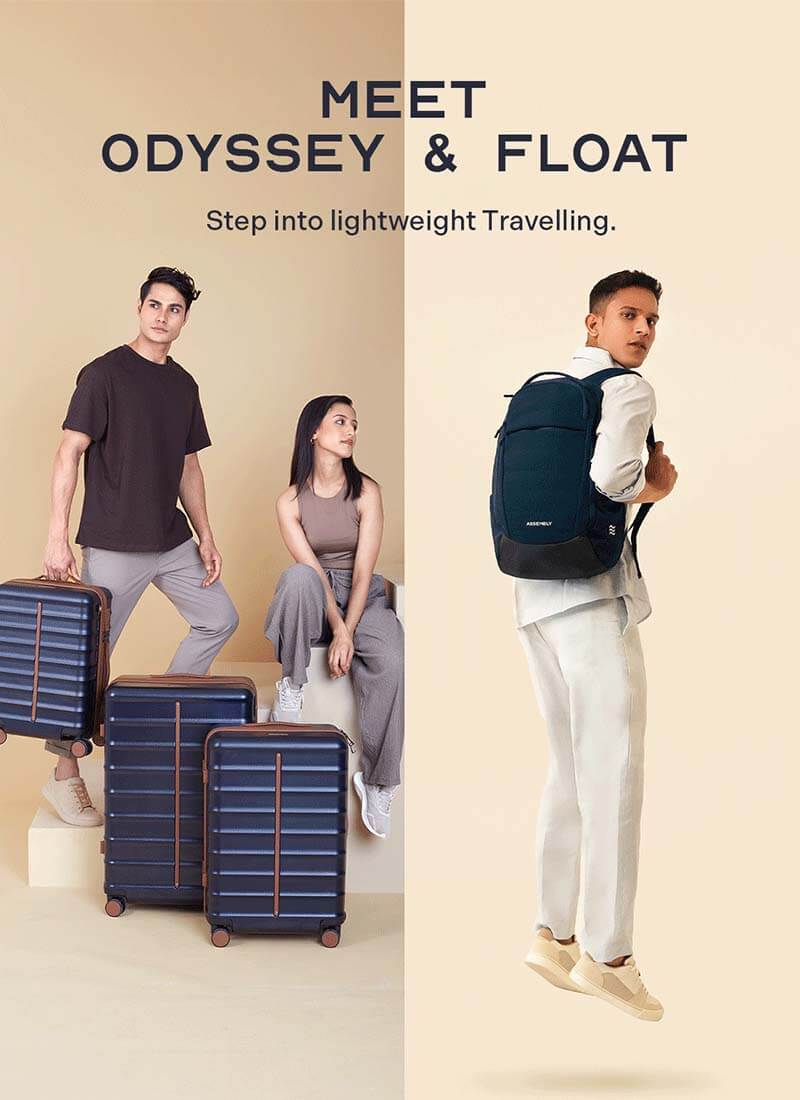 Odyssey Set of 3 & Float Backpack Combo | Ocean Blue | Cab+Med+Lar Hard Luggage & Backpack