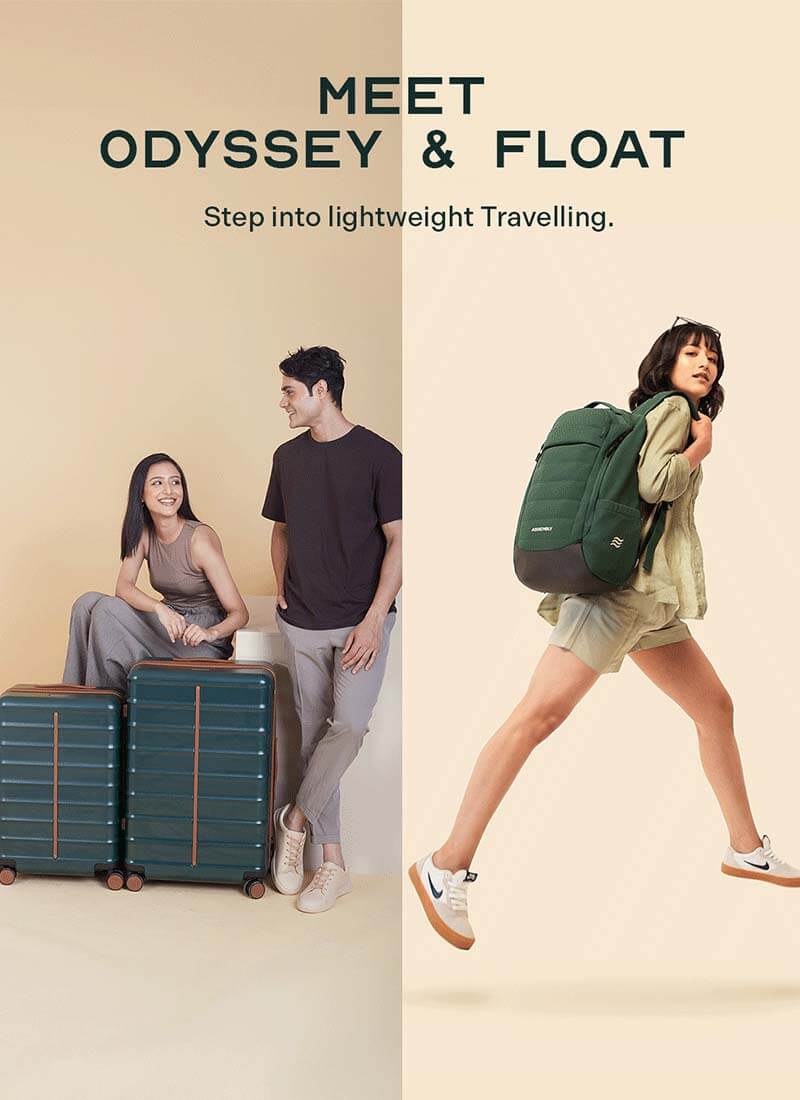 Odyssey Set of 2 & Float Backpack Combo | Forest Green | Cabin+Medium Hard Luggage & Backpack