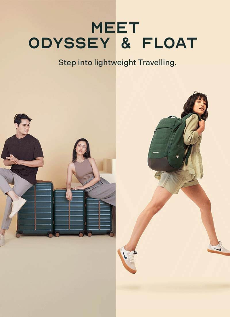 Odyssey Set of 3 & Float Backpack Combo | Forest Green | Cab+Med+Lar Hard Luggage & Backpack