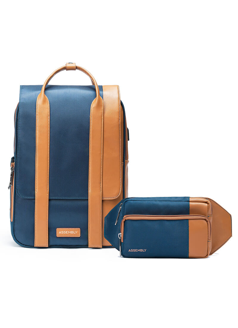 Echo+Flux Combo | Blue | Laptop Backpack with Fanny Pack