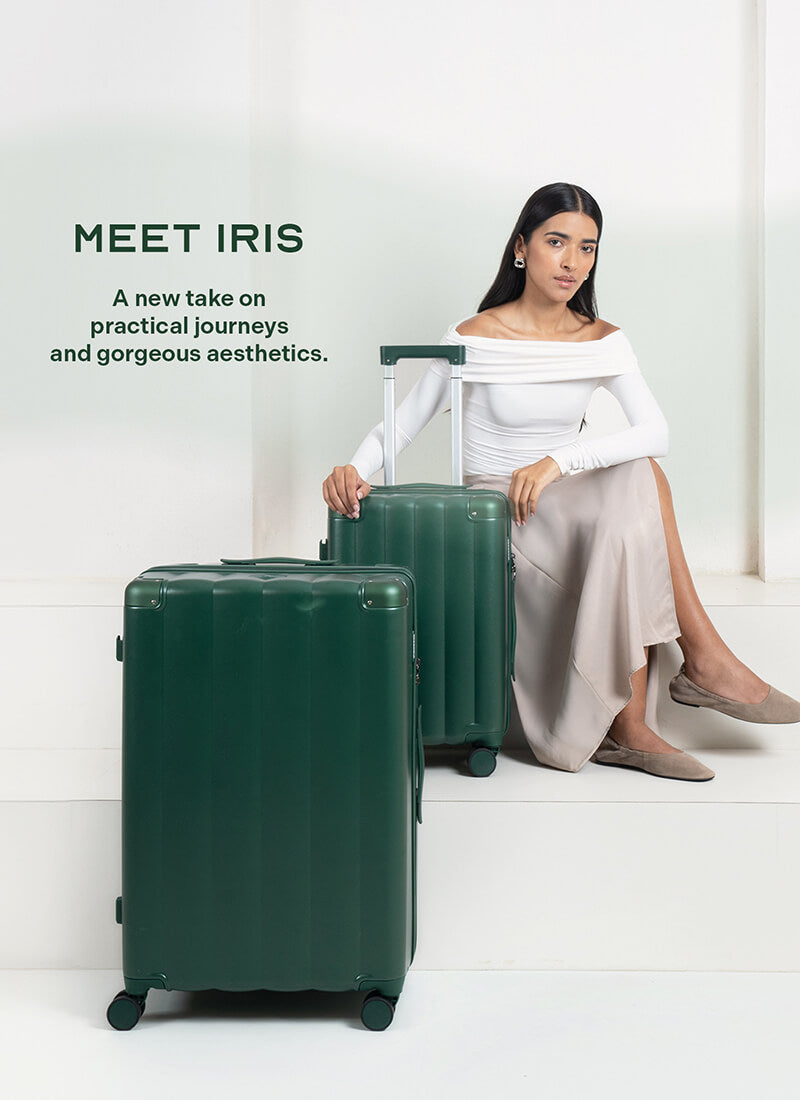 Iris Combo | Green | Cabin+Large Hard Luggage