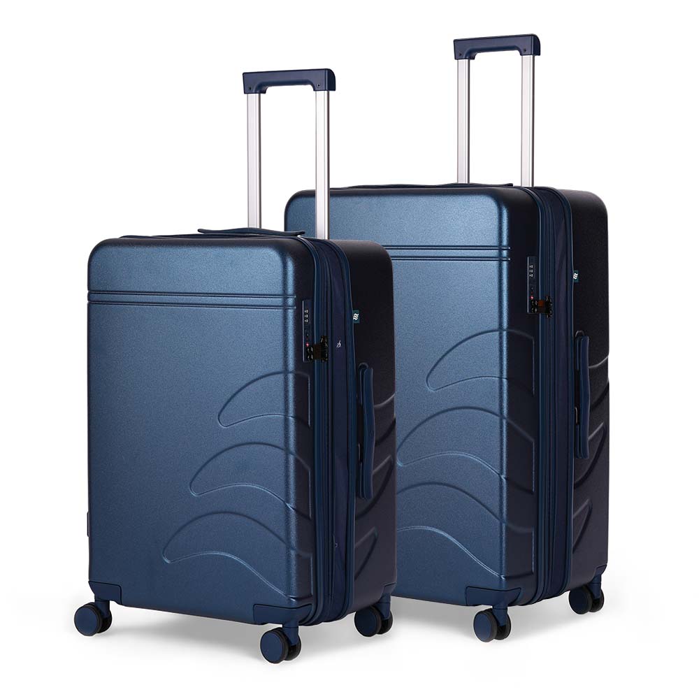 Flowe Combo | Navy Blue | Medium+Large Hard Luggage